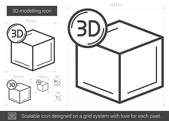 Image showing Three D modelling line icon.