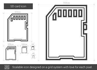 Image showing SD card line icon.