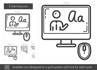 Image showing E-learning line icon.