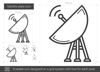 Image showing Satellite plate line icon.