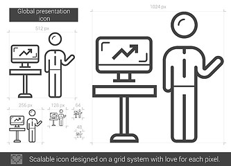 Image showing Global presentation line icon.