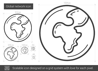 Image showing Global network line icon.