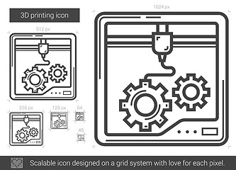 Image showing Three D printing line icon.