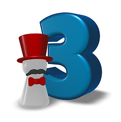 Image showing number three and pawn with hat and beard - 3d rendering