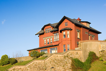 Image showing Construction House architecture building with a garden in a residential area.