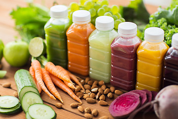 Image showing bottles with different fruit or vegetable juices