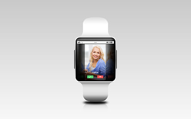 Image showing close up of smart watch with incoming call