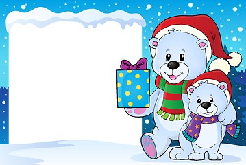 Image showing Snowy frame with Christmas bears