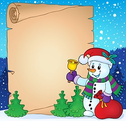 Image showing Parchment with Christmas snowman theme 2