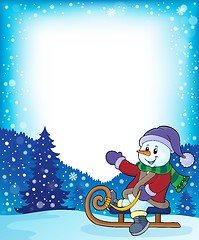 Image showing Snowman on sledge theme image 4