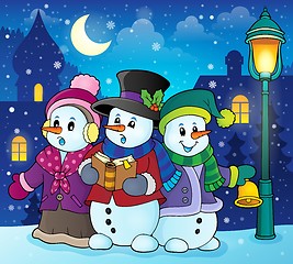 Image showing Snowmen carol singers theme image 2