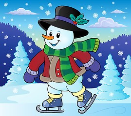 Image showing Skating snowman theme image 2