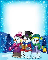 Image showing Snowmen carol singers theme image 3