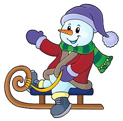 Image showing Snowman on sledge theme image 1