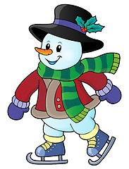 Image showing Skating snowman theme image 1