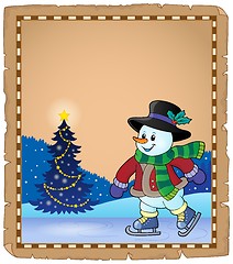 Image showing Parchment with skating snowman 1