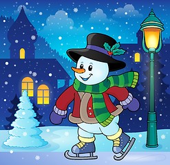 Image showing Skating snowman theme image 3