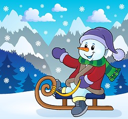 Image showing Snowman on sledge theme image 3