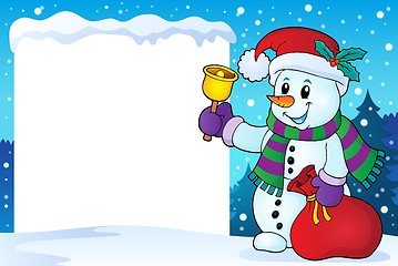 Image showing Snowy frame with Christmas snowman 1