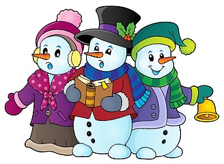 Image showing Snowmen carol singers theme image 1