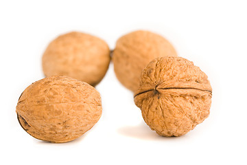 Image showing health food walnut snack on isolated background nutshell