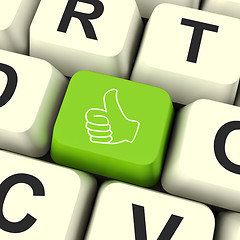 Image showing Thumbs Up Computer Key Showing Approval And Being A Fan