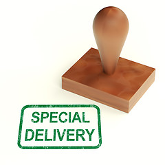 Image showing Special Delivery Stamp Shows Secure And Important Shipping