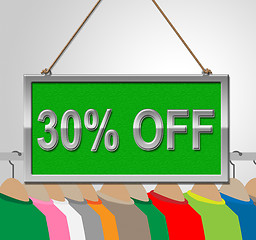 Image showing Thirty Percent Sign Means Discounts Sale And Clothing