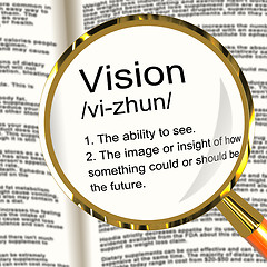 Image showing Vision Definition Magnifier Showing Eyesight Or Future Goals