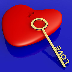 Image showing Heart With Key Showing Love Romance And Valentines Day