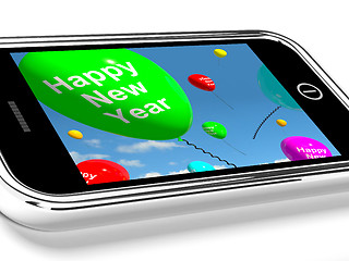 Image showing Mobile With Happy New Year Message On Screen