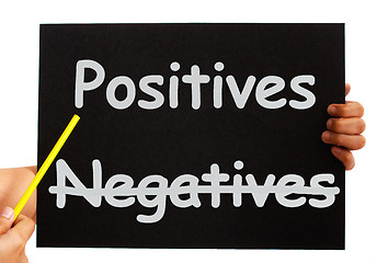 Image showing Negatives Positives Board Shows Analysis Or Plusses