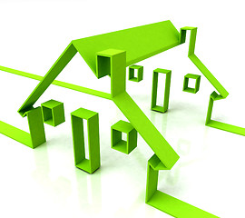 Image showing Green House Symbol Shows Real Estate Or Rentals