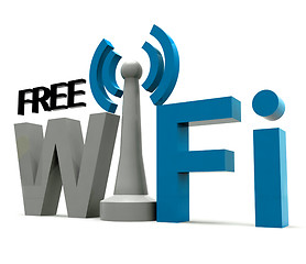 Image showing Boxed Free Wifi Internet Symbol Shows Coverage