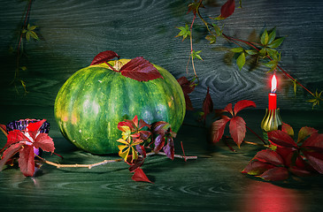 Image showing Autumn Still Life With Pumpkin