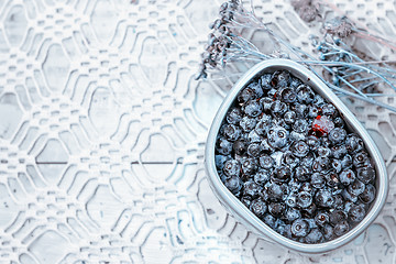 Image showing Blueberries On Openwork Tablecloth