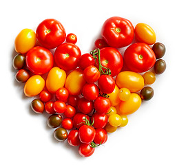 Image showing heart shape by various tomatoes