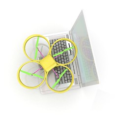 Image showing Drone and laptop. 3D render