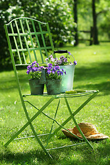 Image showing Green garden chair