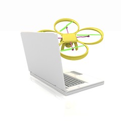 Image showing Drone and laptop. 3D render