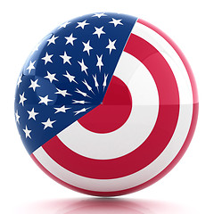 Image showing sphere instead letter O textured by USA flag. 3d render