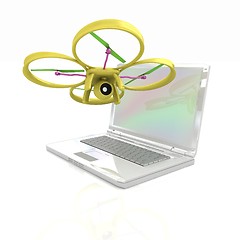 Image showing Drone and laptop. 3D render