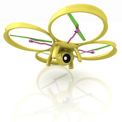 Image showing Drone, quadrocopter, with photo camera. 3d render