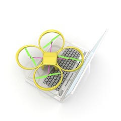 Image showing Drone and laptop. 3D render