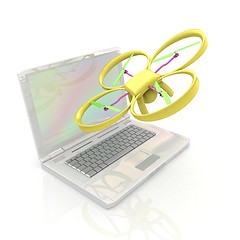 Image showing Drone and laptop. 3D render