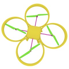 Image showing Drone, quadrocopter, with photo camera flying. 3d render