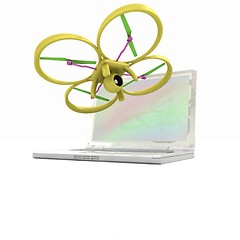 Image showing Drone and laptop. 3D render