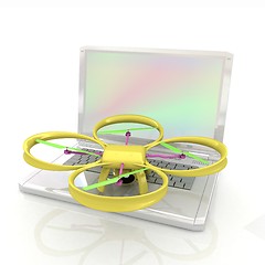 Image showing Drone and laptop. 3D render