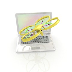 Image showing Drone and laptop. 3D render
