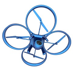 Image showing Drone, quadrocopter, with photo camera flying. 3d render